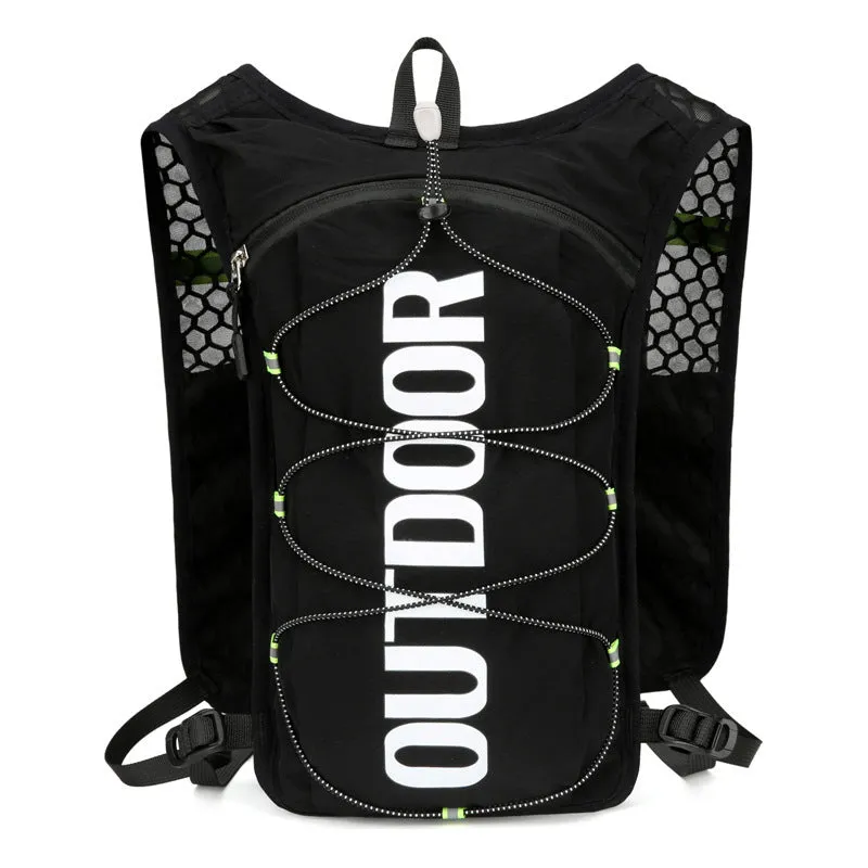 Multi-functional sports vest backpack for women in black with 5L nylon construction