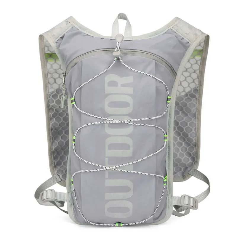Multi-functional sports vest backpack for women in black with 5L nylon construction