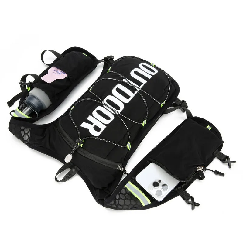Multi-functional sports vest backpack for women in black with 5L nylon construction