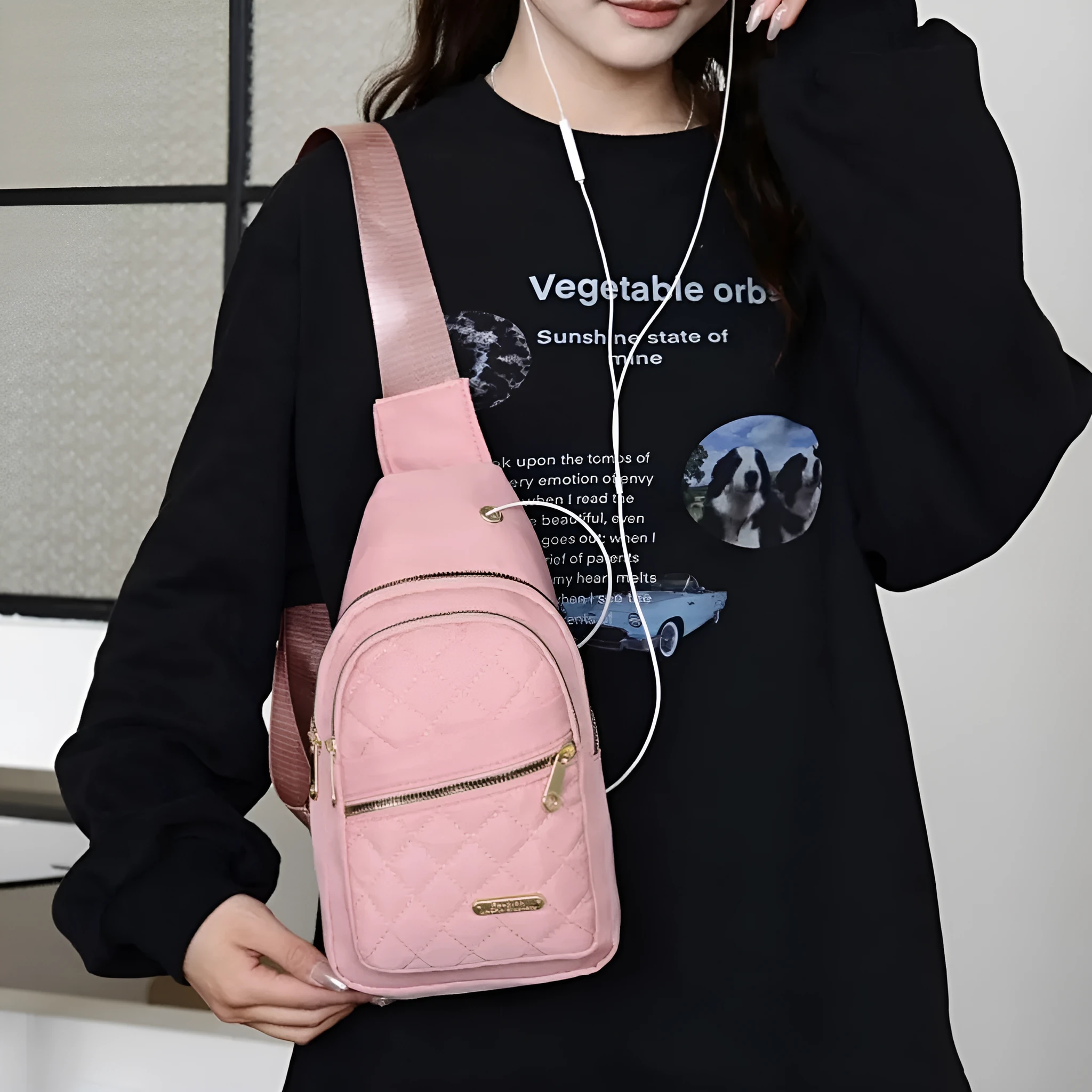 Men's crossbody sports chest bag in Oxford cloth available in multiple colours.