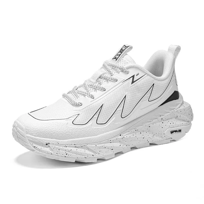 Men's breathable outdoor jogging shoes with waterproof TPU upper, rubber sole, low-top design, in white colour option