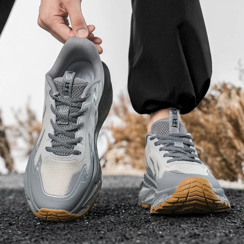 Men's breathable outdoor jogging shoes with waterproof TPU upper, rubber sole, low-top design, in white colour option