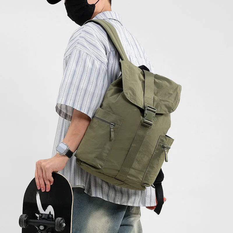 Unisex casual backpack in solid colour, PU exterior, nylon lining