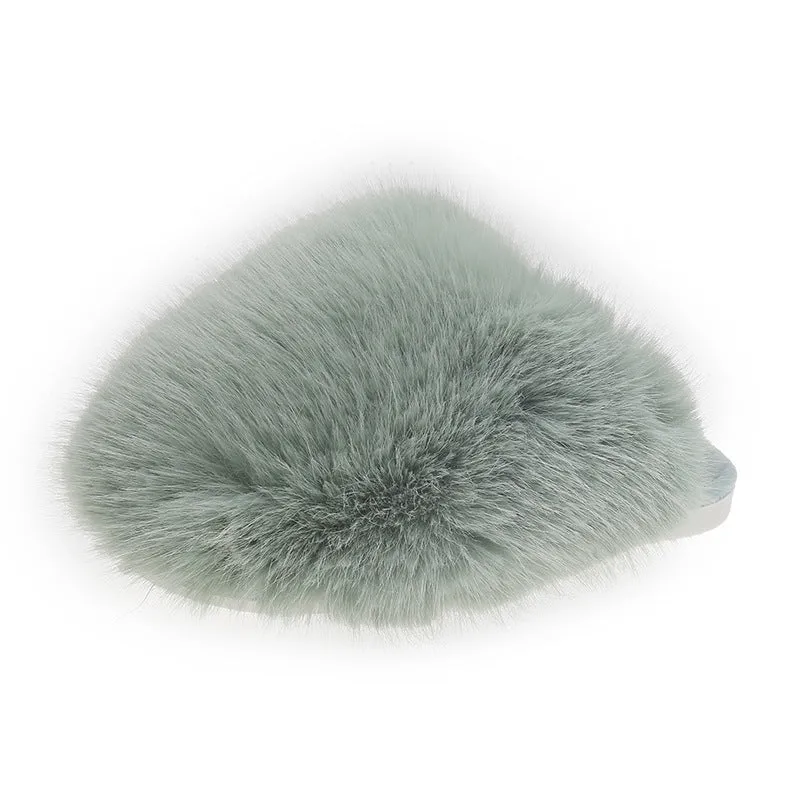 Thickened solid colour baotou slippers with plush upper and rubber sole, available in multiple colours and sizes for couples