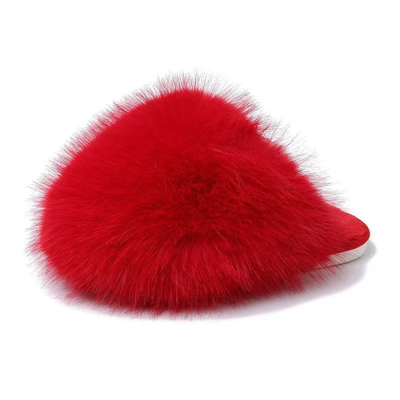 Thickened solid colour baotou slippers with plush upper and rubber sole, available in multiple colours and sizes for couples