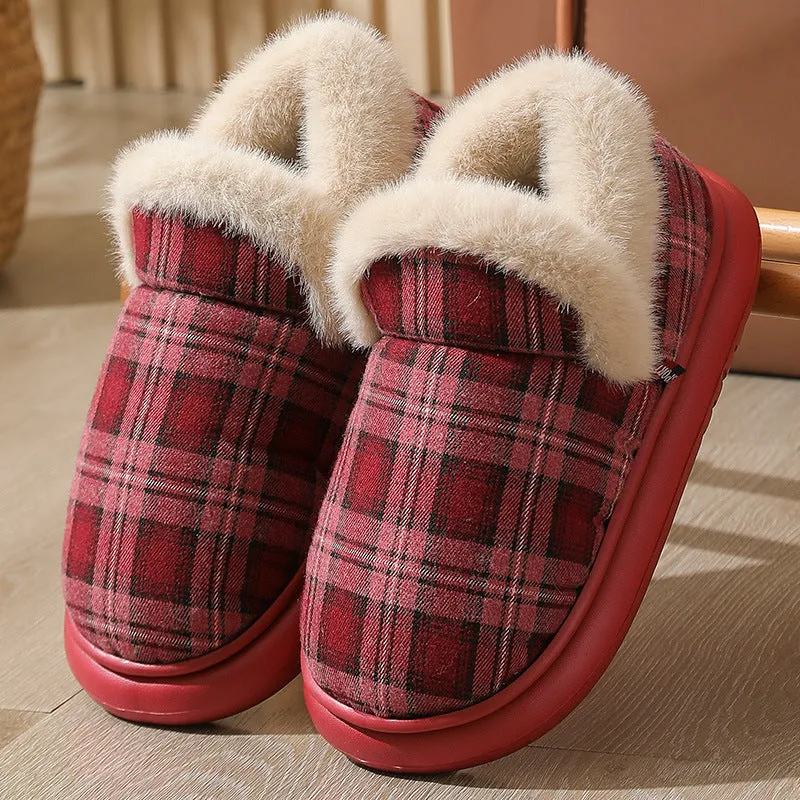 New ankle wrap cotton shoes for men and women with suede upper, plaid pattern, round toe, in gray colour option