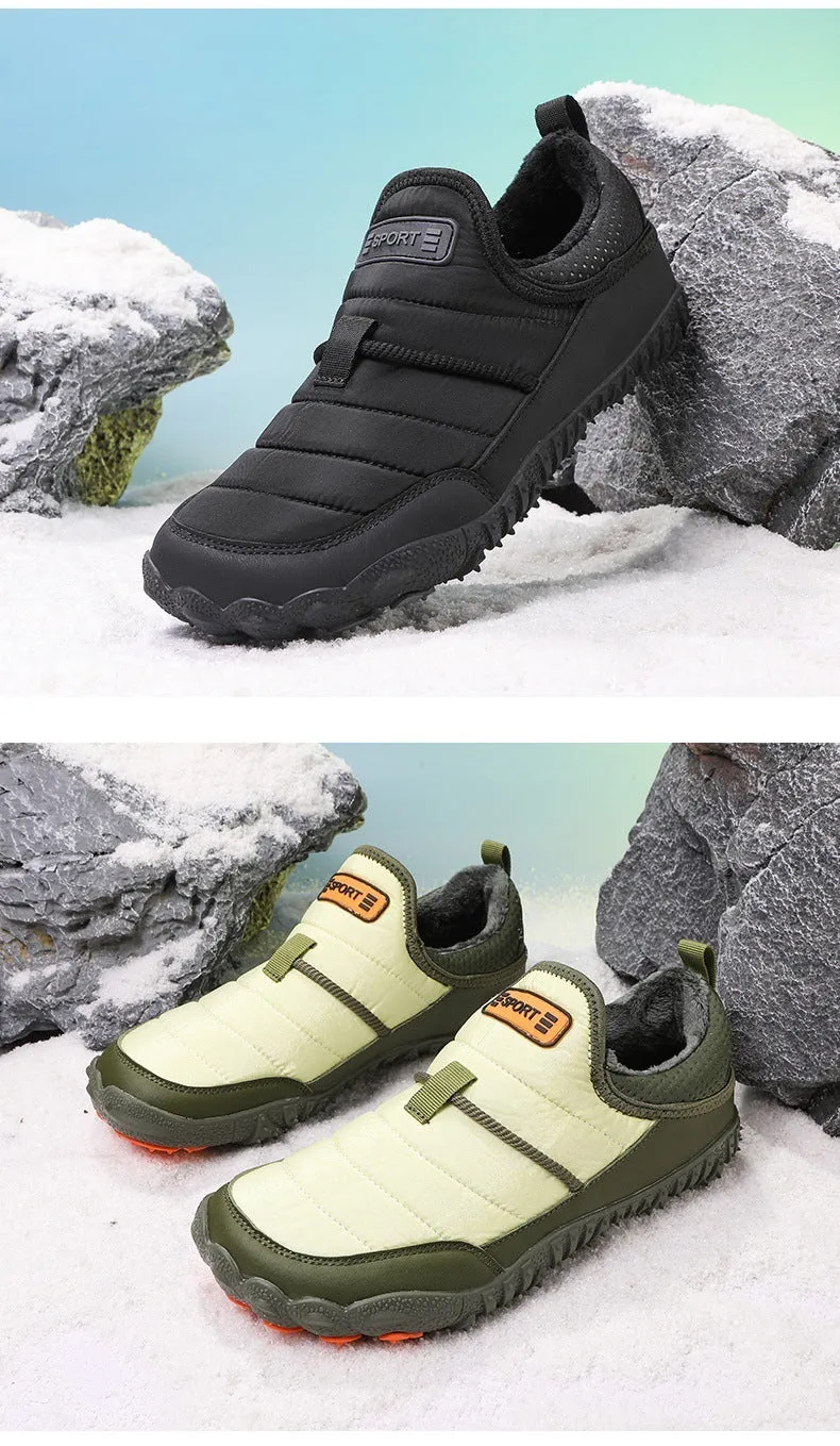 Snow boots outdoor couple non-slip warm cotton shoes with rubber sole in black colour