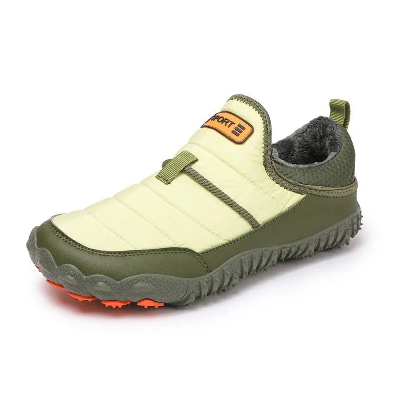 Snow boots outdoor couple non-slip warm cotton shoes with rubber sole in black colour