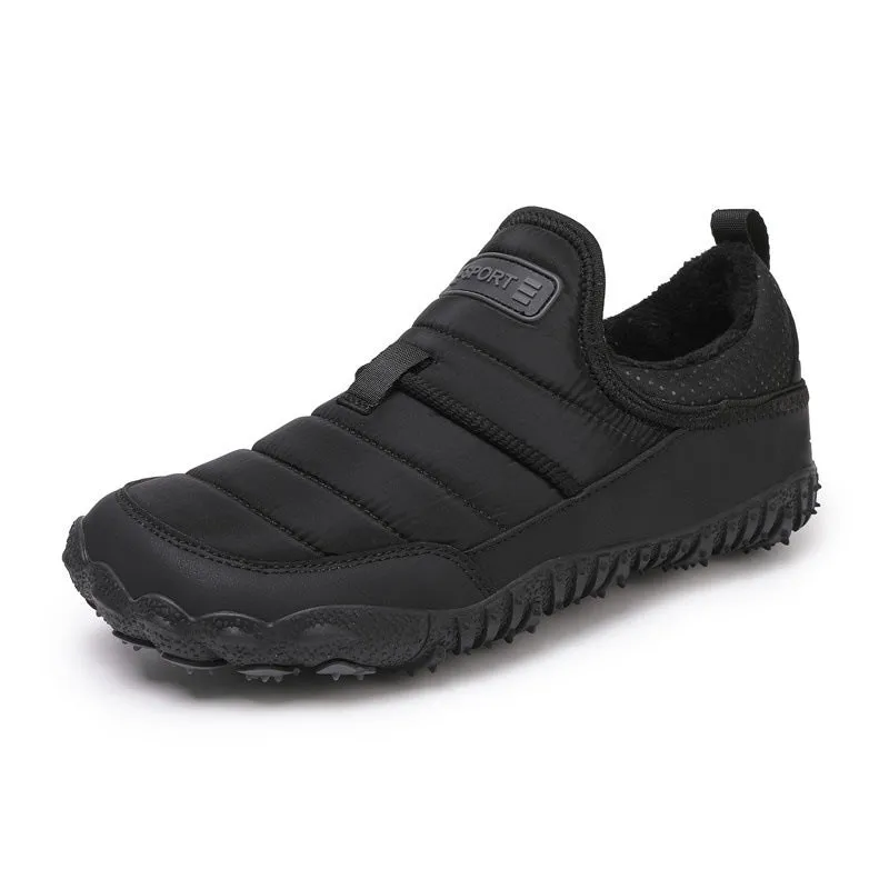 Snow boots outdoor couple non-slip warm cotton shoes with rubber sole in black colour