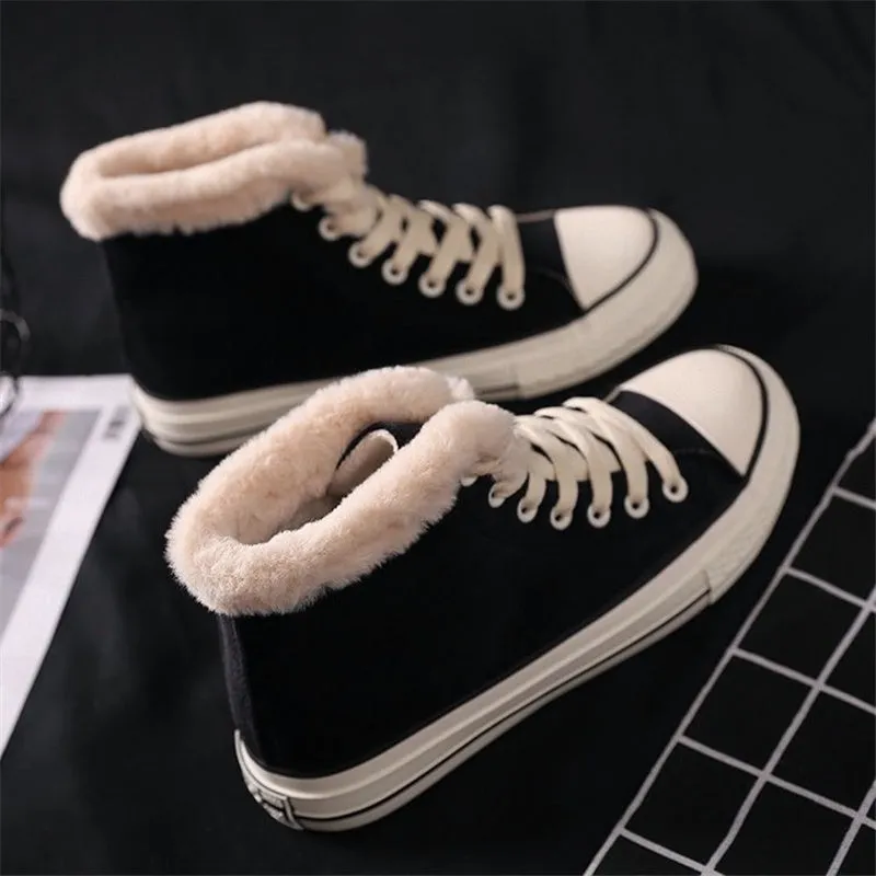 Women's cotton-padded warm-keeping canvas shoes in pink with flat heel and microfiber upper