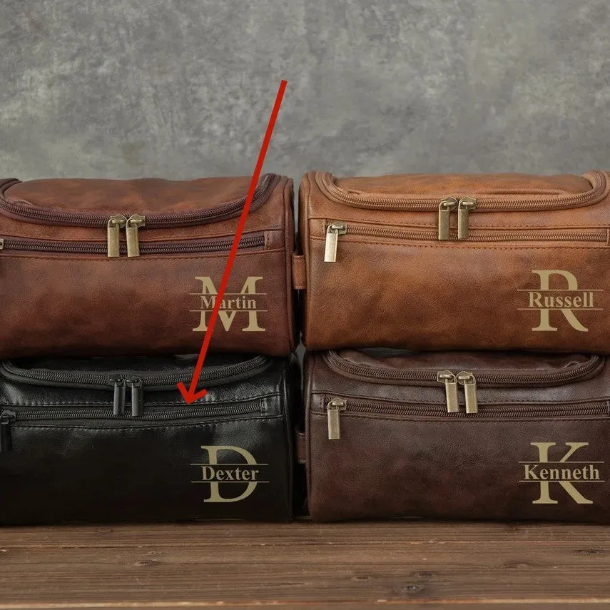 Men's personalised PU leather travel bag in black, light brown, brown, or dark brown colour