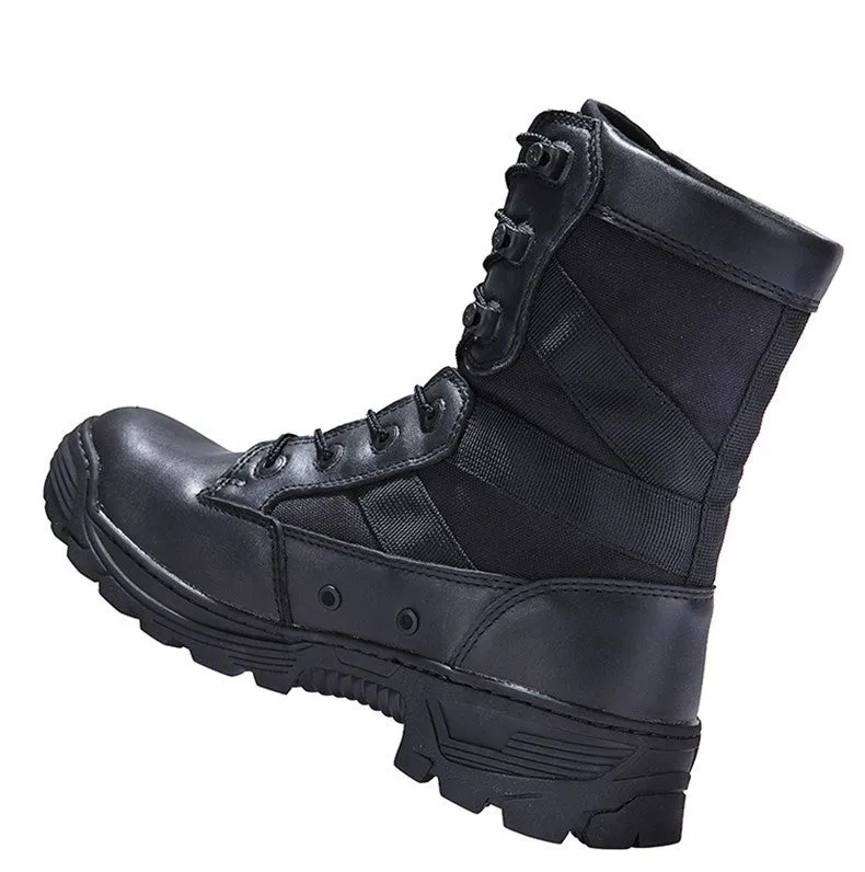 Desert Male Battle waterproof hiking boots for men in black, side view, outdoor setting