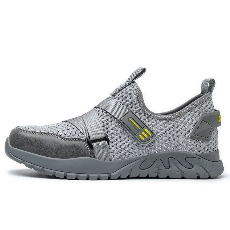 Grey anti-smash anti-puncture insulation safety work shoes with woven upper and thick rubber sole