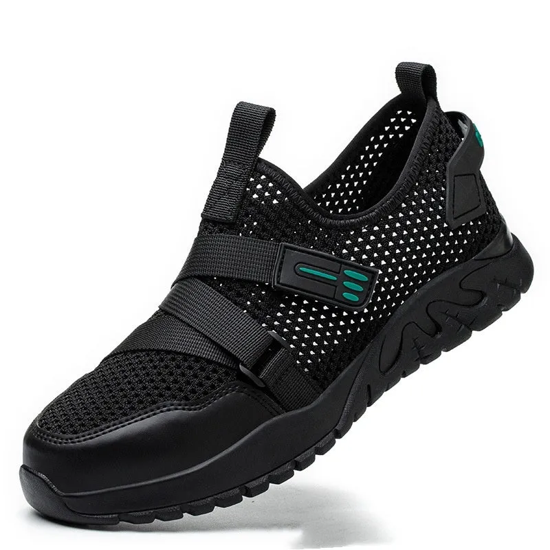 Grey anti-smash anti-puncture insulation safety work shoes with woven upper and thick rubber sole