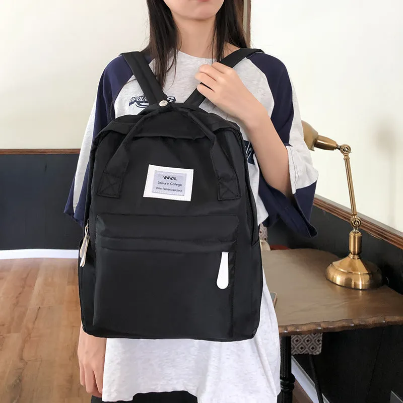 Commuter versatile large capacity Oxford cloth backpack in solid colour for leisure travel