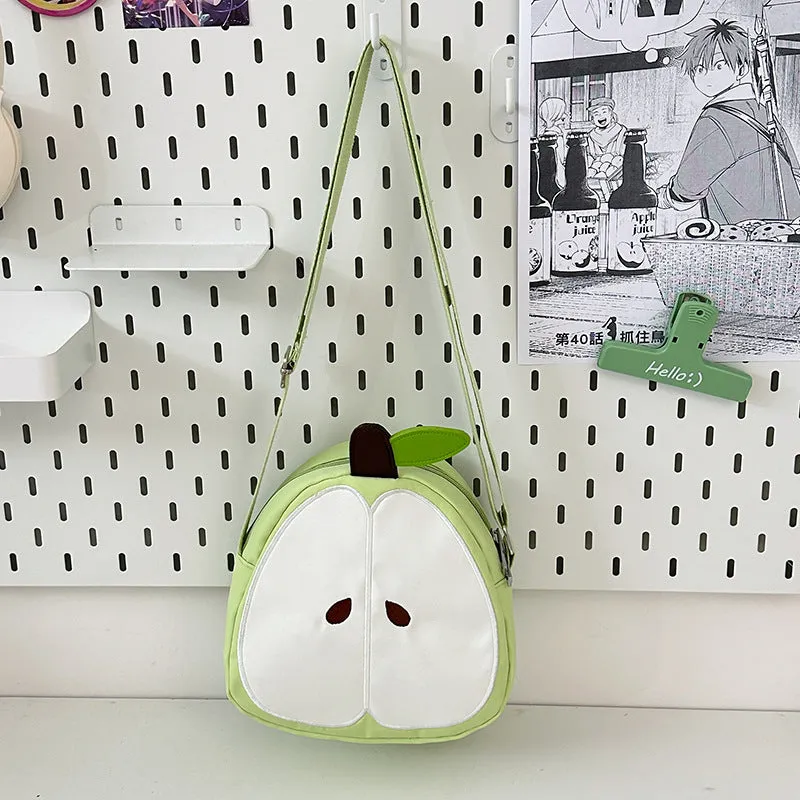 Creative fruit underarm backpack in green with pendant, waterproof nylon, for women outdoor sports