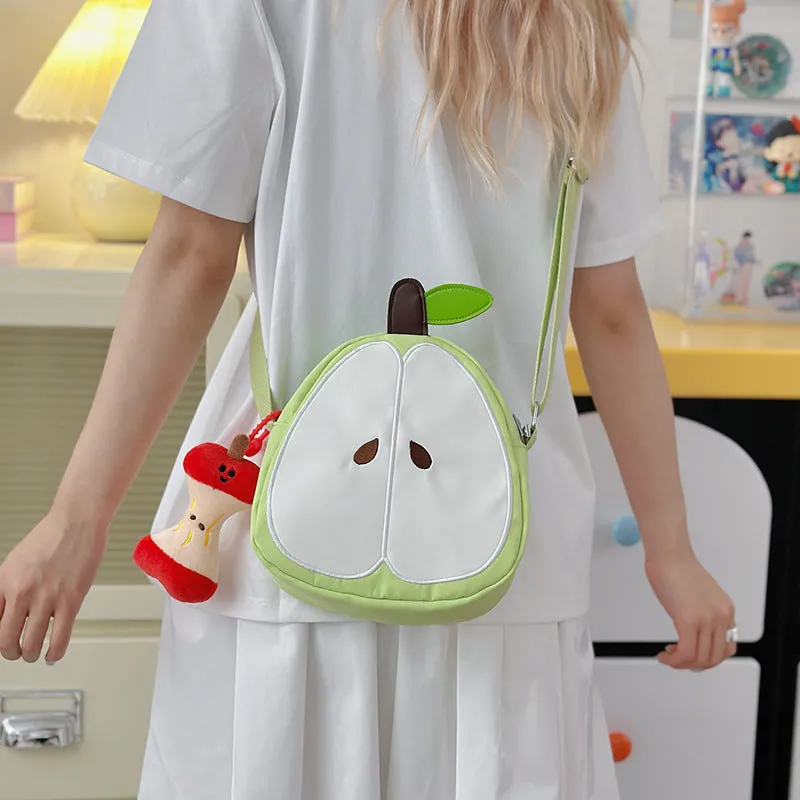 Creative fruit underarm backpack in green with pendant, waterproof nylon, for women outdoor sports