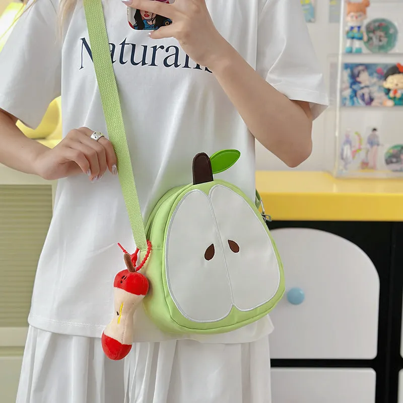 Creative fruit underarm backpack in green with pendant, waterproof nylon, for women outdoor sports