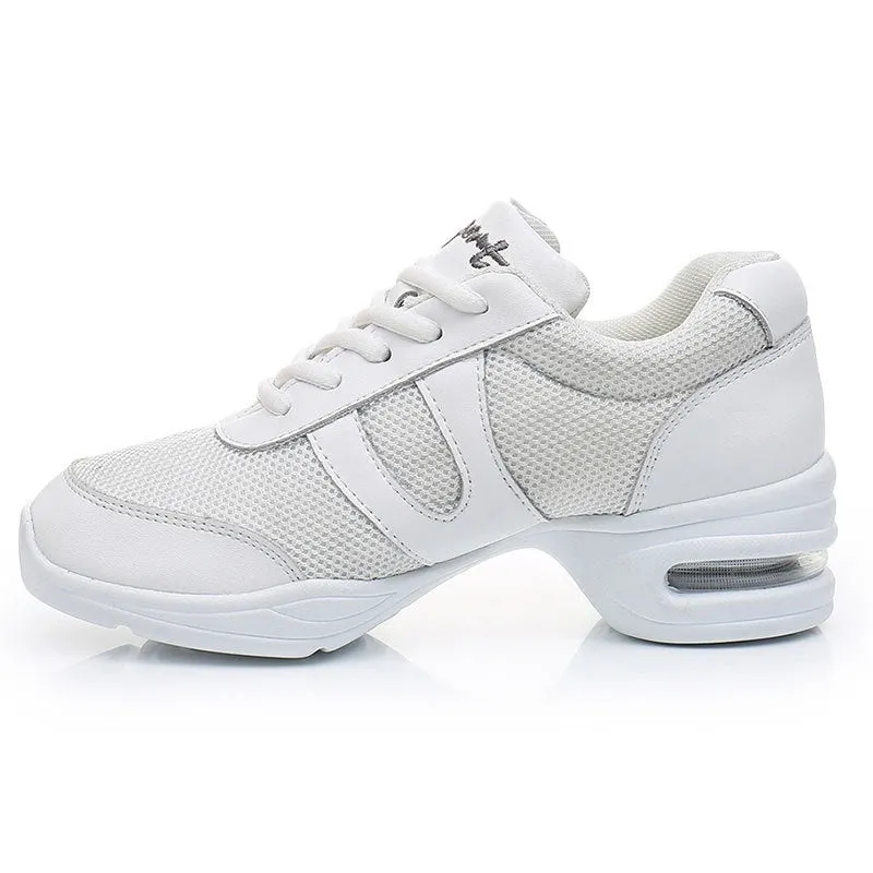 Modern women white mesh dancing shoes with polyurethane sole for dance sports