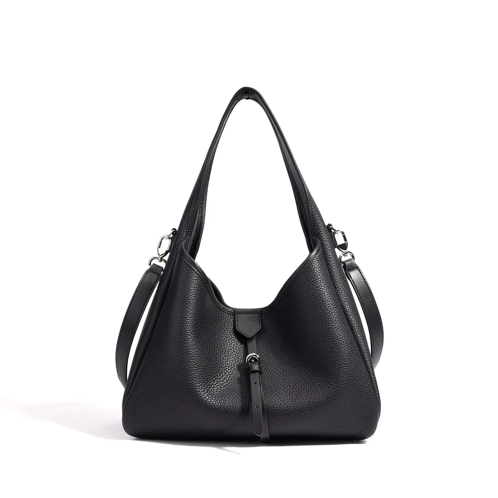 Fashion minimalist single shoulder crossbody handbag in genuine leather, bucket shape, milkshake white colour