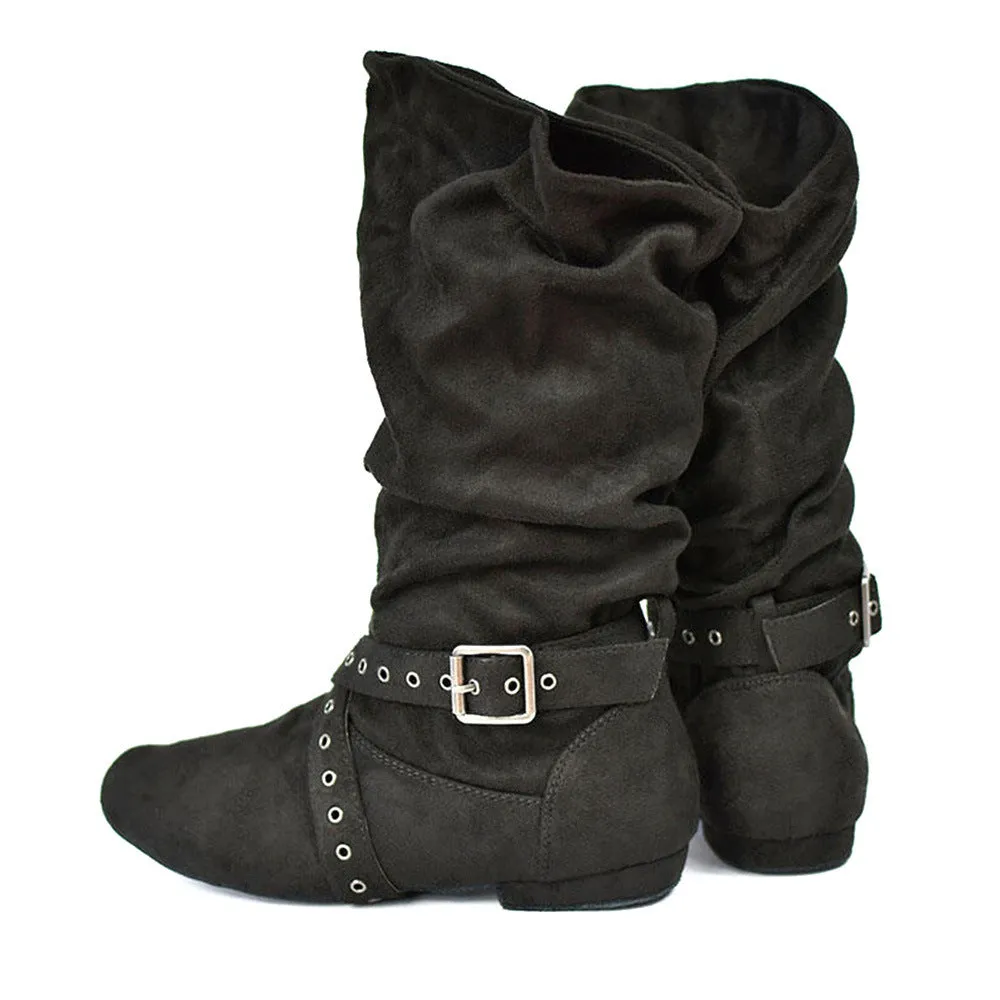 Ladies flat heel canvas pointed toe dance boots in black for line dancing and salsa