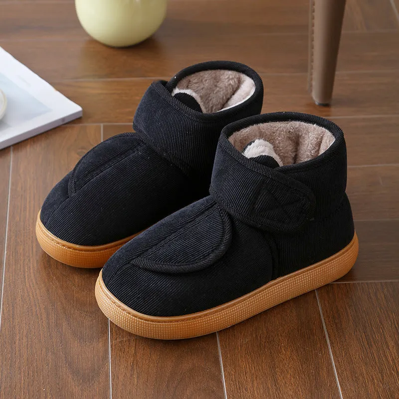 Large opening warm boots with anti-slip rubber soles for men and women, unisex slip-on design in wine red