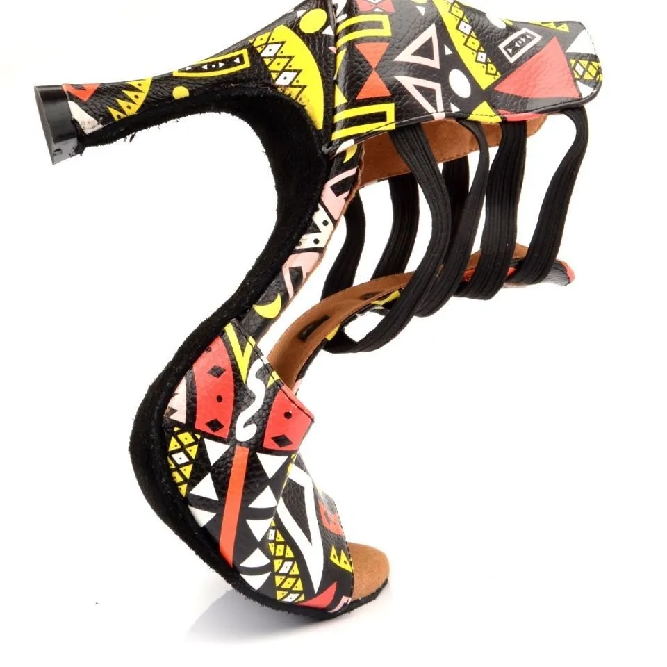 Women's high-top sandals in green synthetic leather with suede sole, on a neutral background