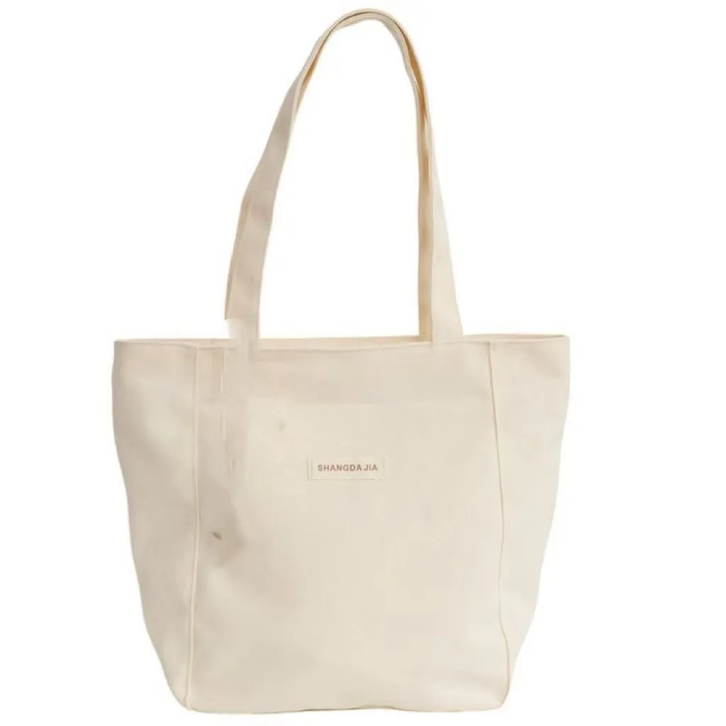 Canvas casual large capacity shoulder bag for women in four colours with pendant options