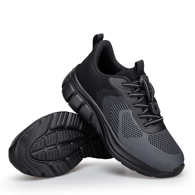 Knitted casual unisex sports shoes in solid colour with Flyknit upper and low flat heel