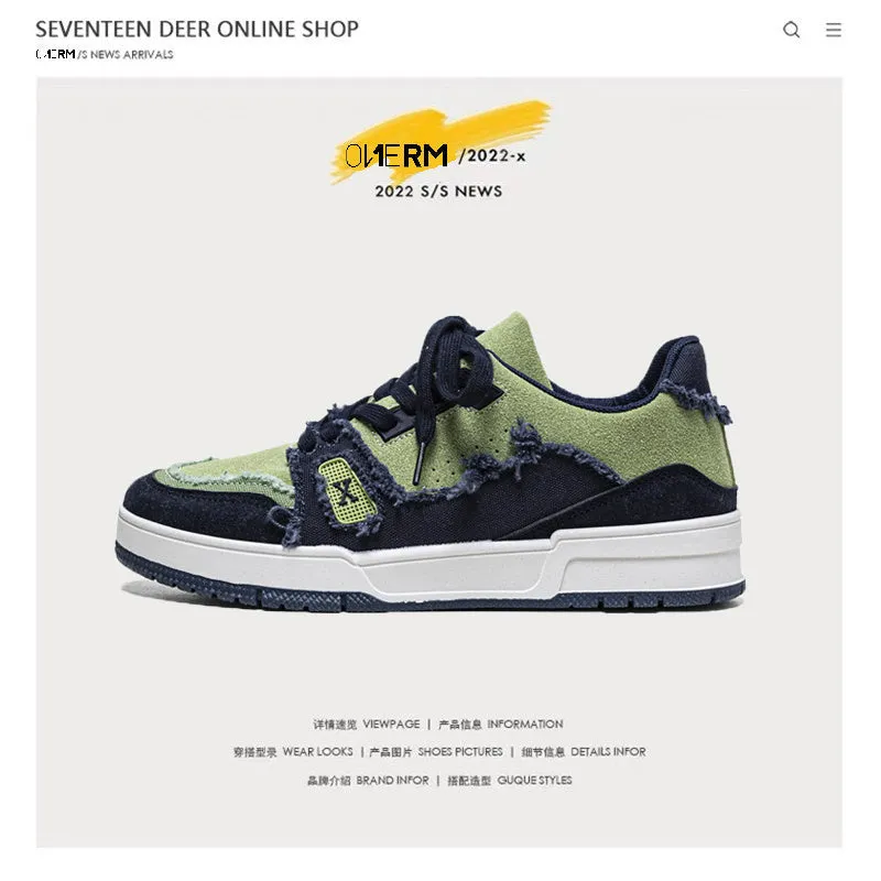 Breathable leisure retro Hong Kong style canvas men's shoes low top sneakers in blue green colour