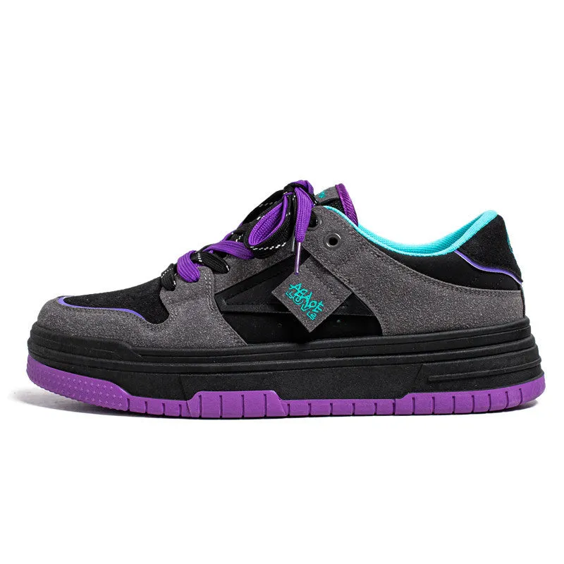 Breathable leisure retro Hong Kong style canvas men's shoes low top sneakers in blue green colour