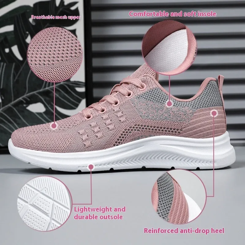 Women's low-top lace-up sneakers in black mesh with a soft PVC sole.