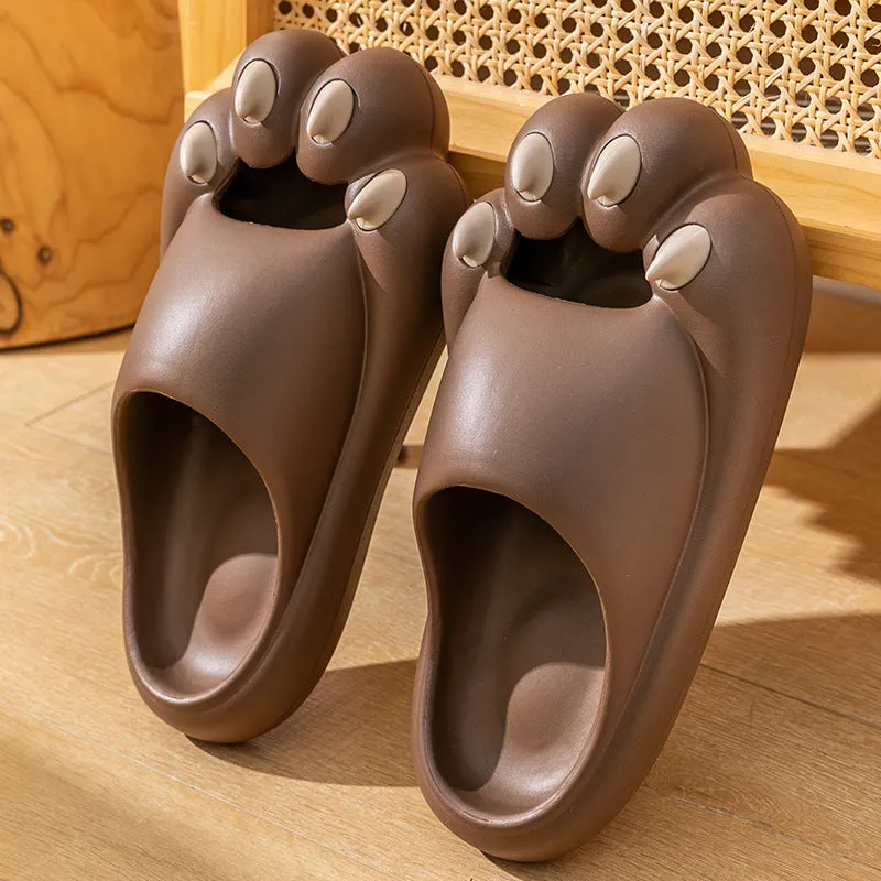 Women's platform non-slip cat claw slippers in EVA, available in black, brown, watermelon red, and white, size 36-37 to 44-45