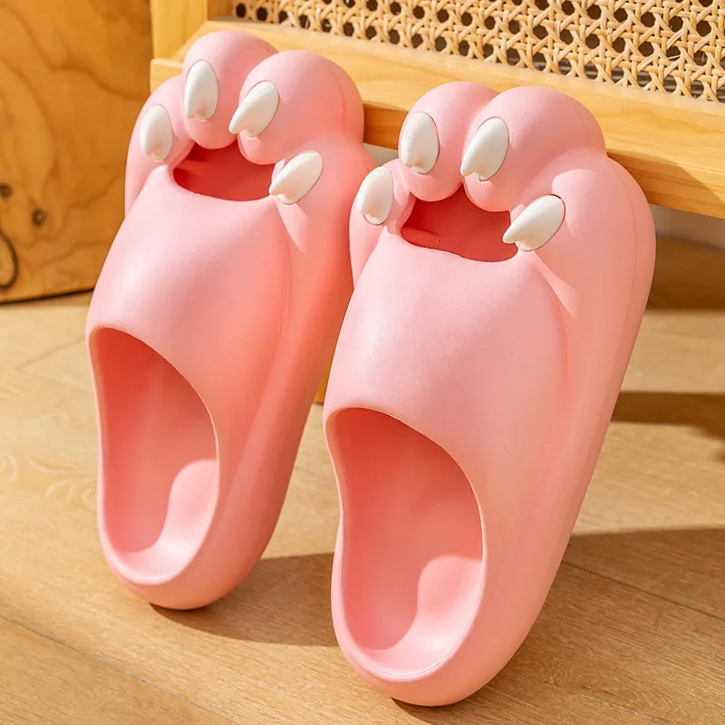 Women's platform non-slip cat claw slippers in EVA, available in black, brown, watermelon red, and white, size 36-37 to 44-45