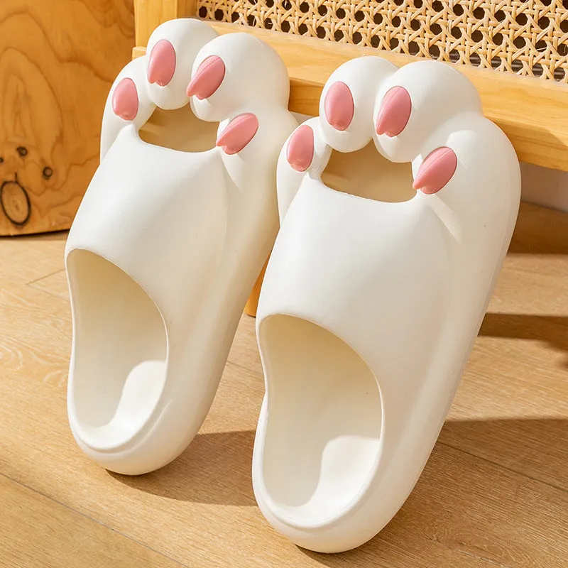 Women's platform non-slip cat claw slippers in EVA, available in black, brown, watermelon red, and white, size 36-37 to 44-45