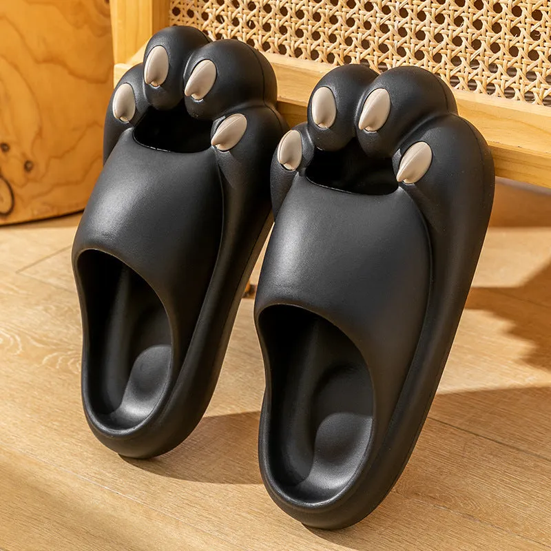 Women's platform non-slip cat claw slippers in EVA, available in black, brown, watermelon red, and white, size 36-37 to 44-45