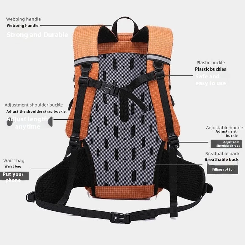Large capacity nylon travel backpack in plaid pattern for outdoor sports