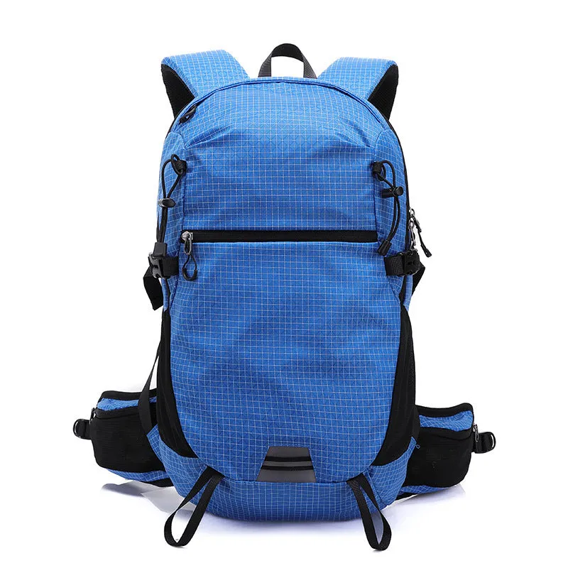 Large capacity nylon travel backpack in plaid pattern for outdoor sports