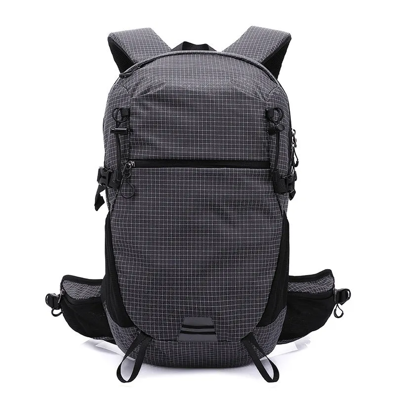 Large capacity nylon travel backpack in plaid pattern for outdoor sports