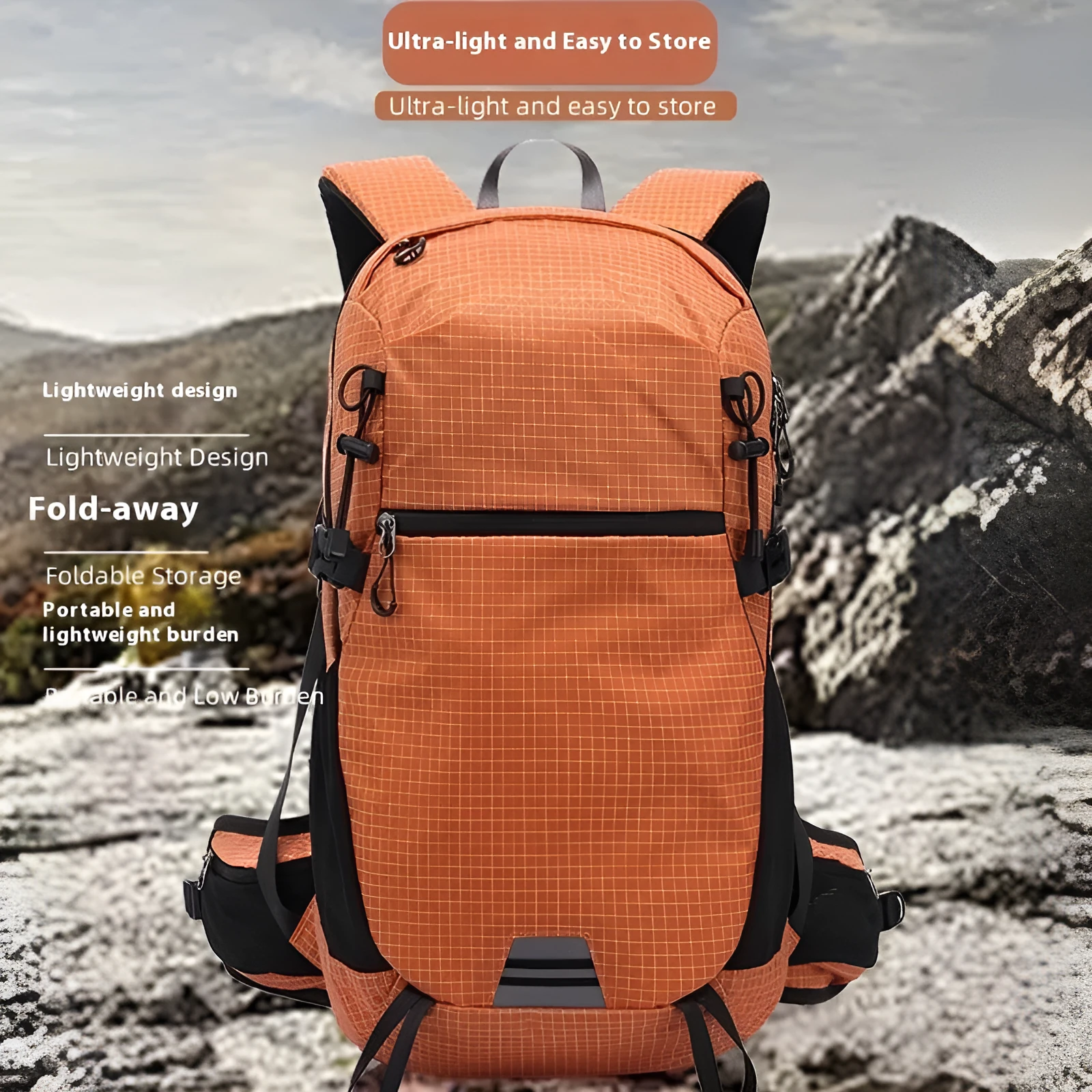 Large capacity nylon travel backpack in plaid pattern for outdoor sports