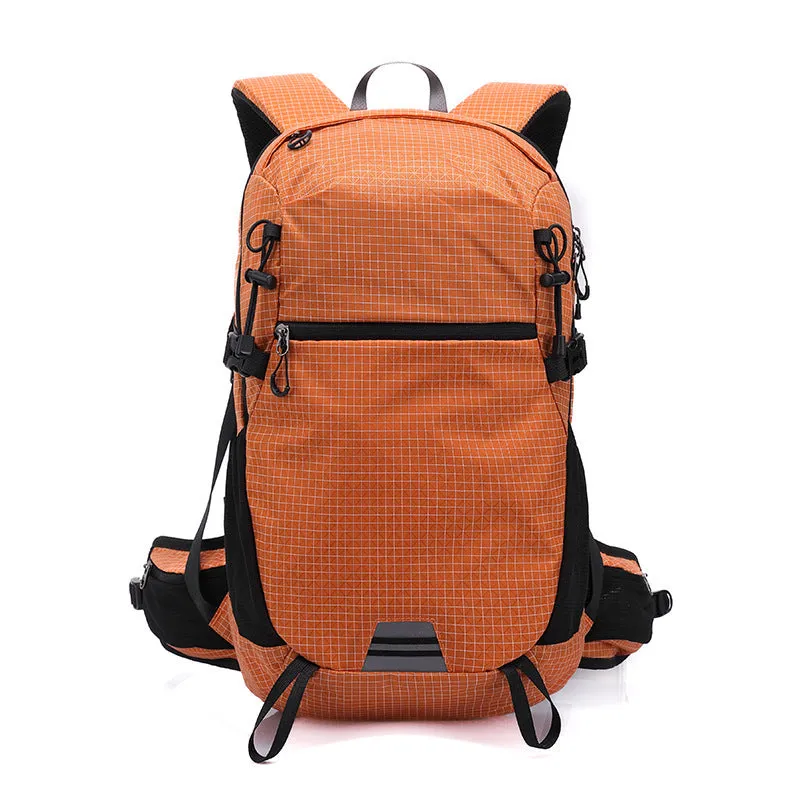 Large capacity nylon travel backpack in plaid pattern for outdoor sports
