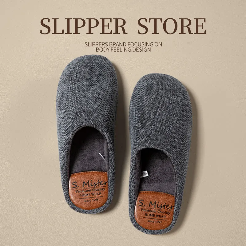Indoor mute household bedroom floor slippers with suede upper and beef tendon sole in burgundy colour