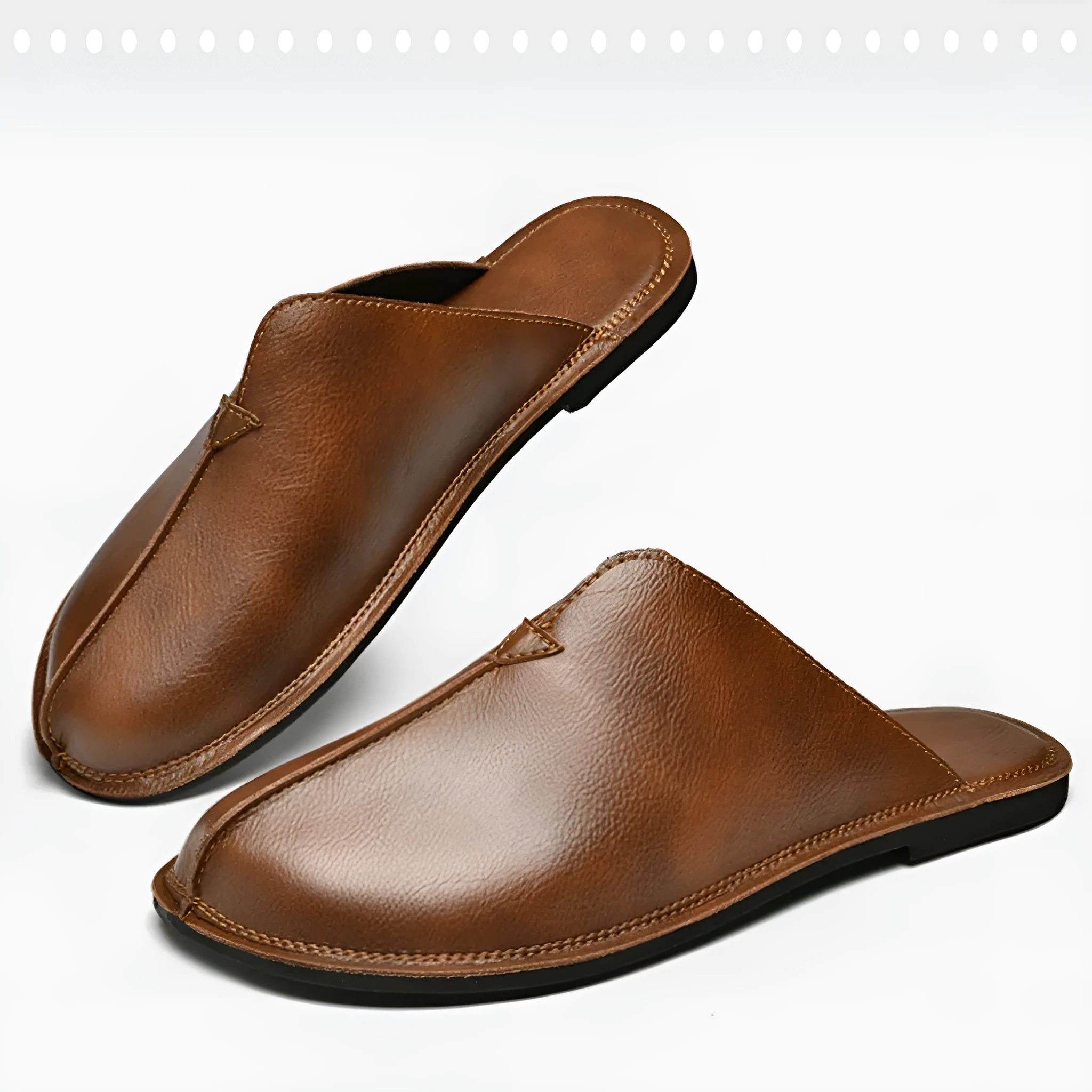 Men's Retro Easy Matching Lazy Flat Beach Slippers in Brown and Black with Rubber Sole, Available in Sizes 38 to 47 for Casual Summer Wear