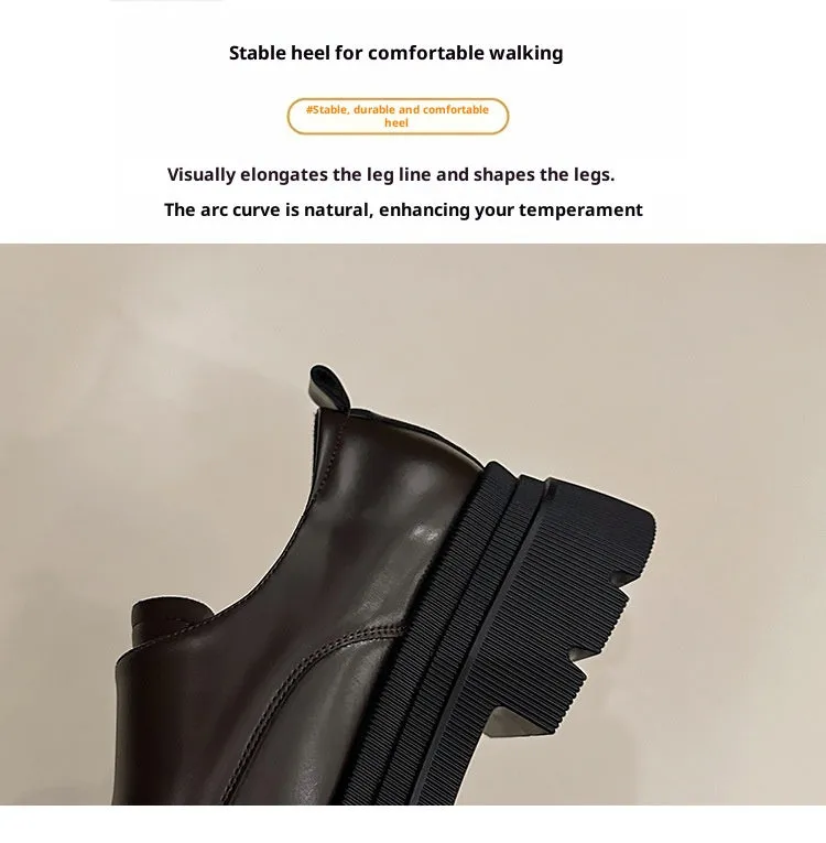 Women's black chunky heel shoes with square heel, microfiber upper, and round toe