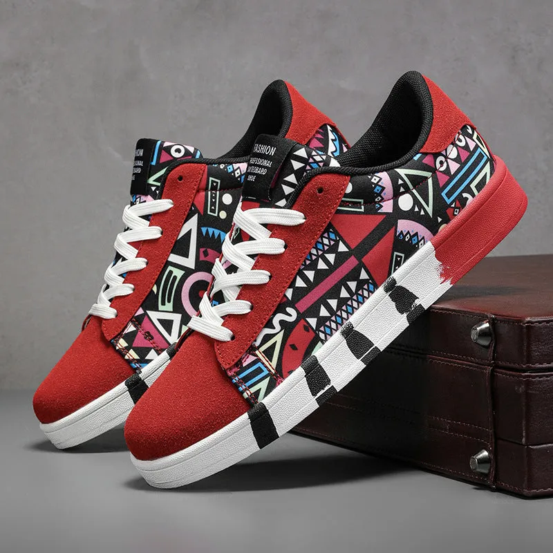 Men's camouflage pattern lightweight sports casual shoes with artificial PU upper and flat heel