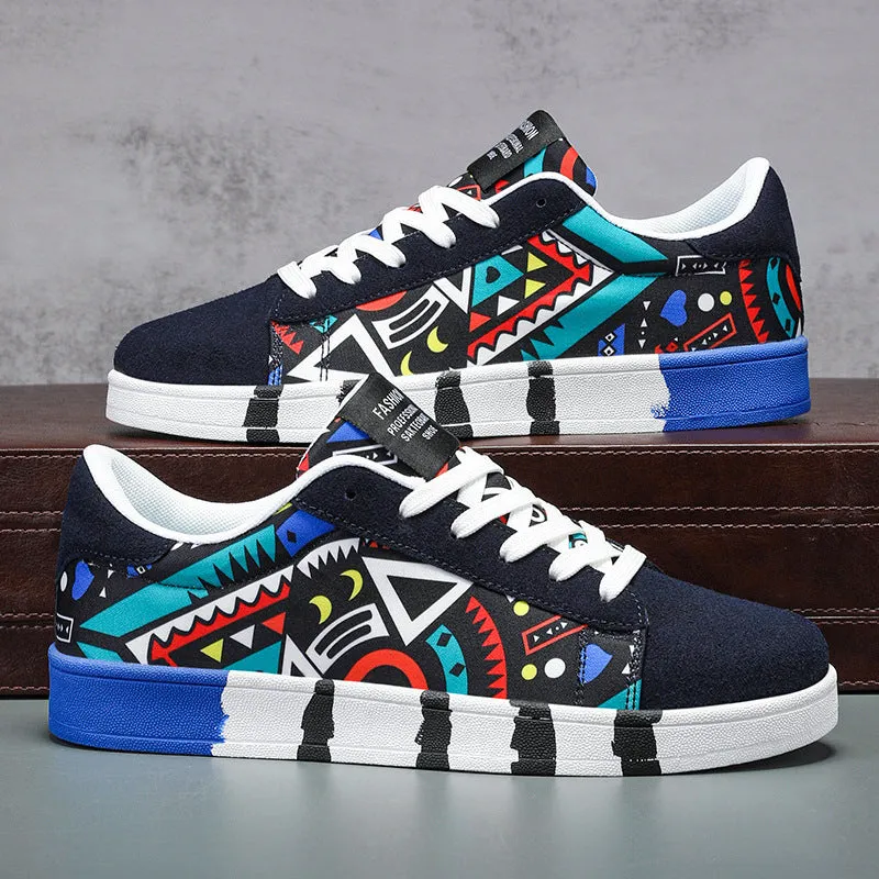 Men's camouflage pattern lightweight sports casual shoes with artificial PU upper and flat heel