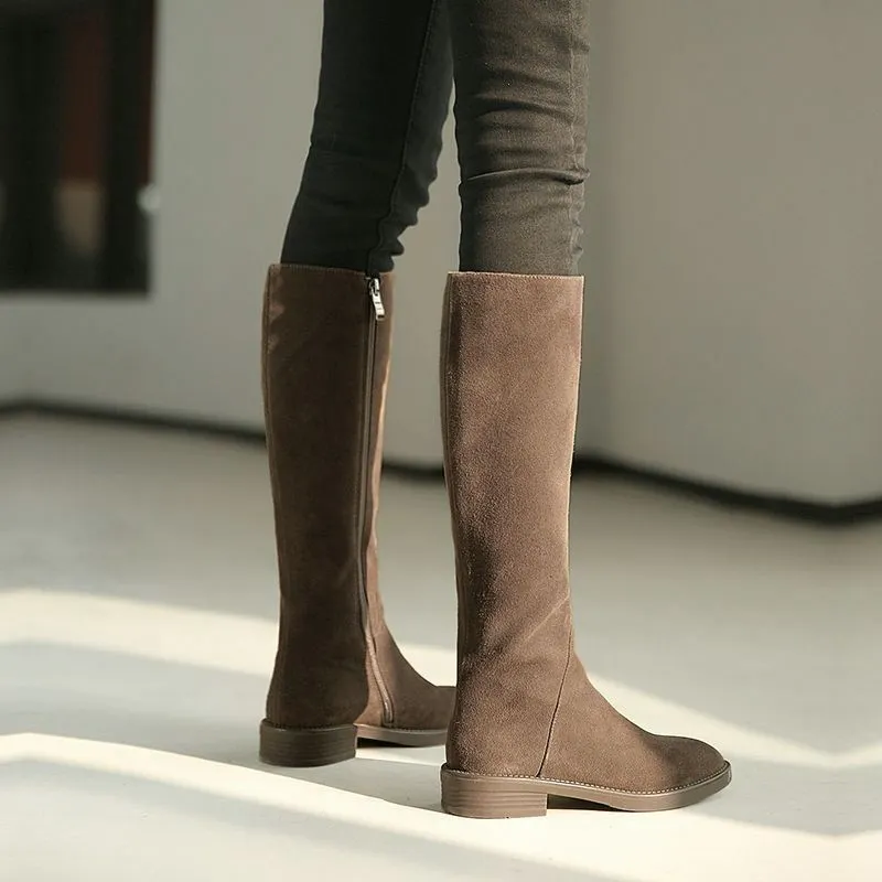 Women's solid colour frost-finished sheepskin Martin boots flat heel front lace-up round toe black with velvet