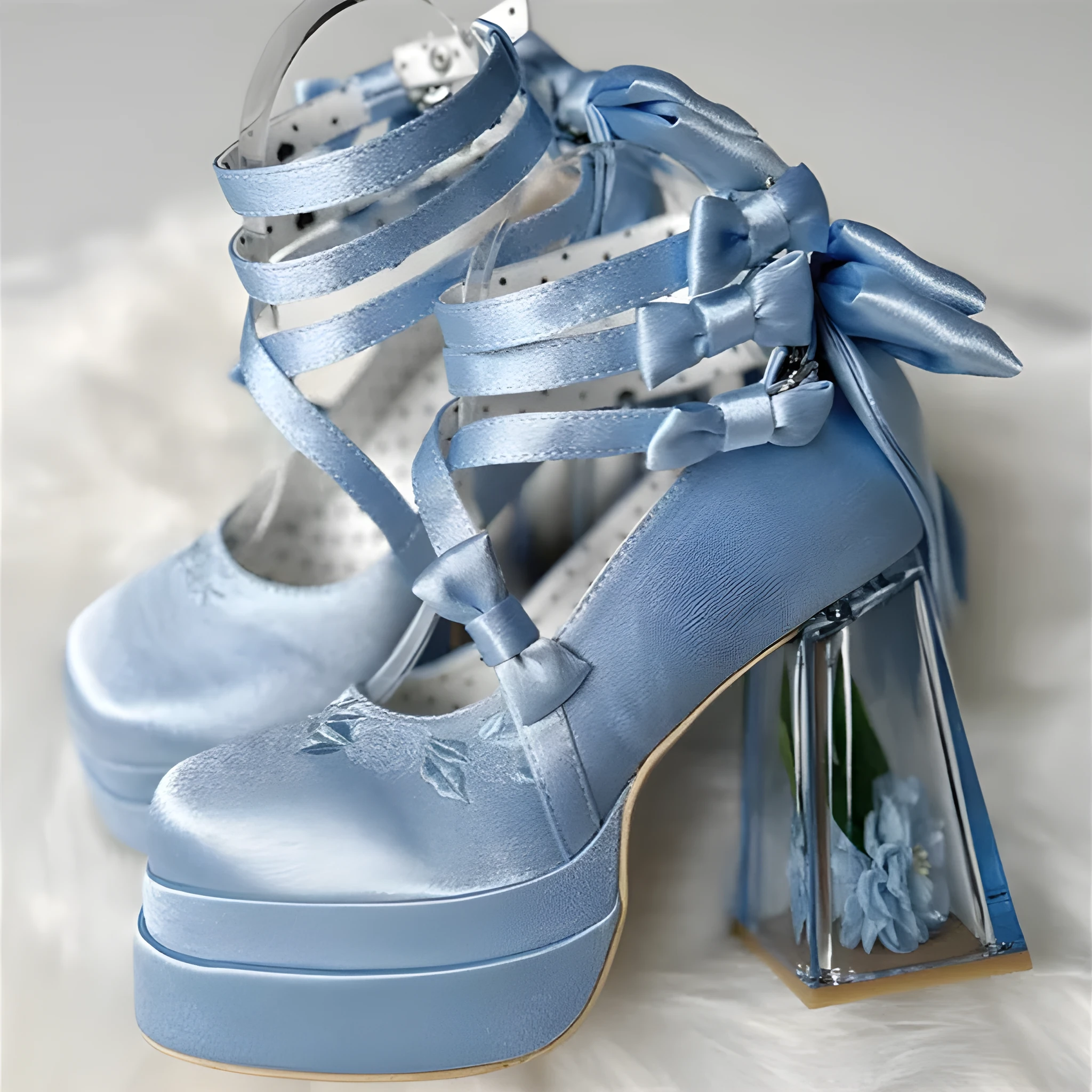 Lolita high heel Mary Jane shoes in black with 12cm heel, step-surface upper