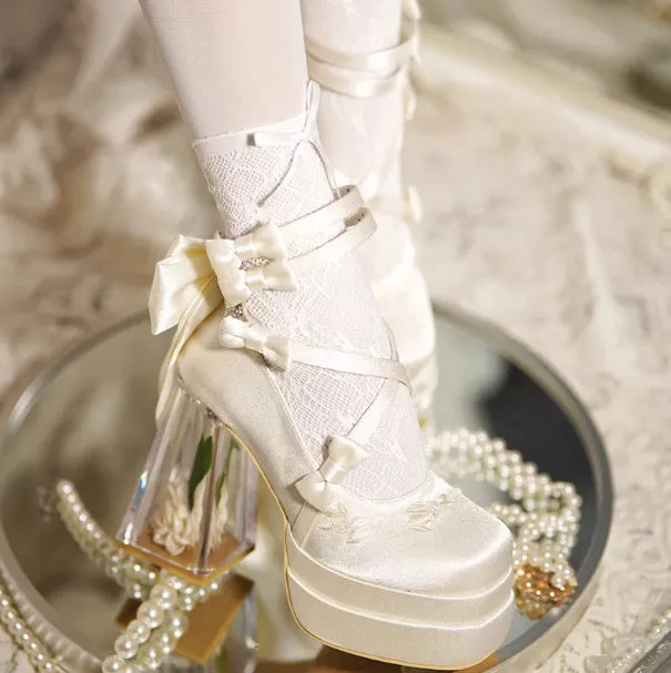 Lolita high heel Mary Jane shoes in black with 12cm heel, step-surface upper