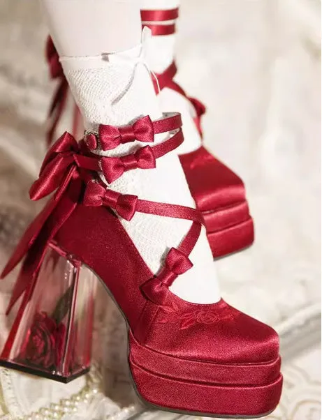 Lolita high heel Mary Jane shoes in black with 12cm heel, step-surface upper